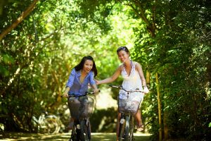 girl, biking, bike